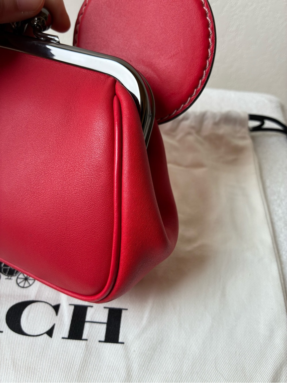 Coach 1941 x Disney Mickey Mouse Ears Red Kisslock Wristlet/Clutch - Picture 8 of 11